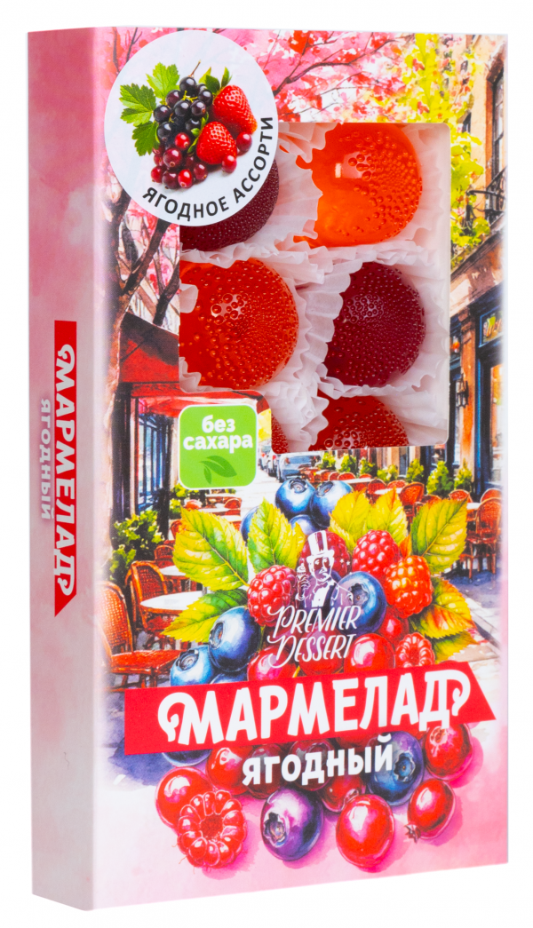 №2 Мармелад Премиум Десерт ЯГОДНЫЙ (клюква, смородина,клубника) 200г в Кореновске